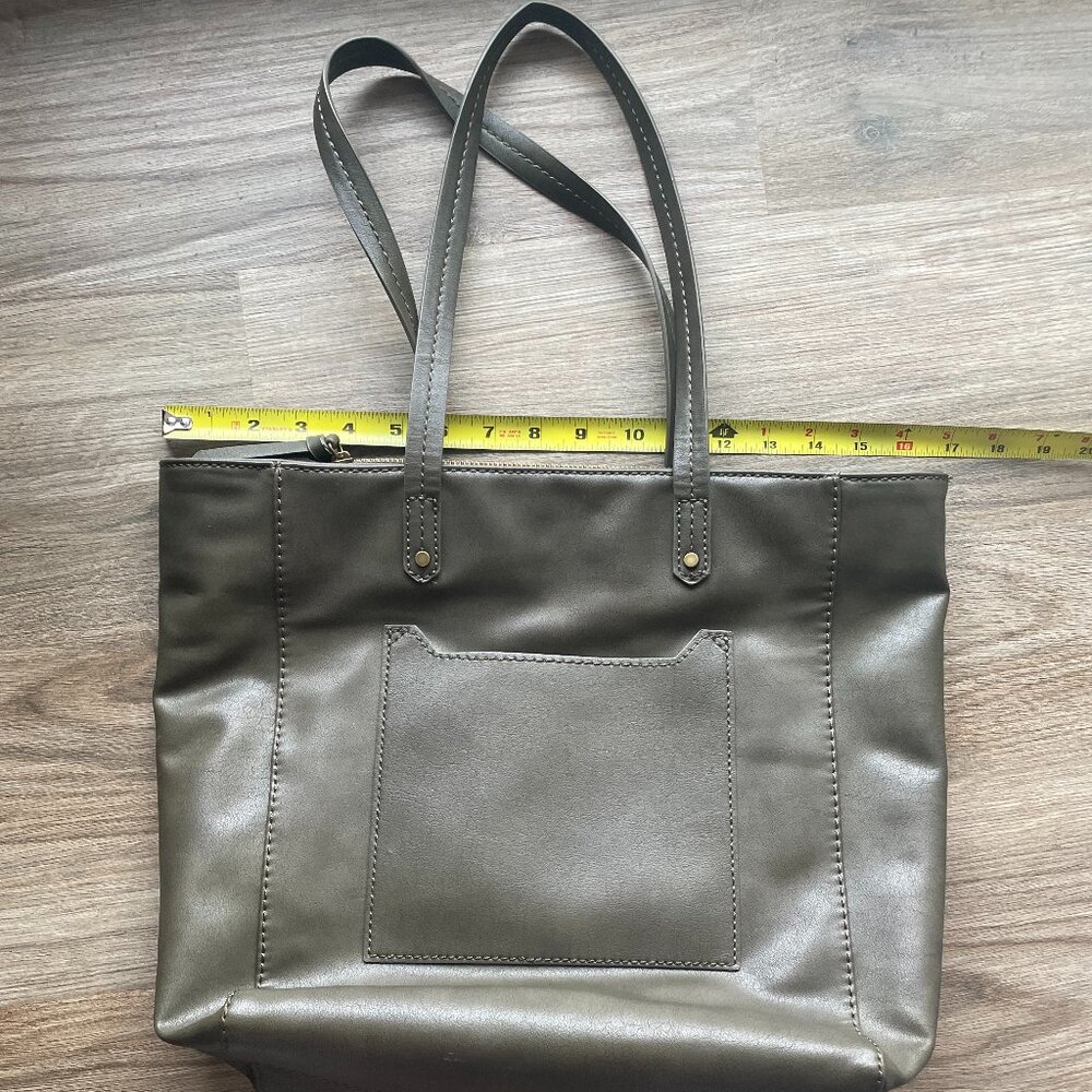Olive Green Vegan Leather Universal Thread Tote $17